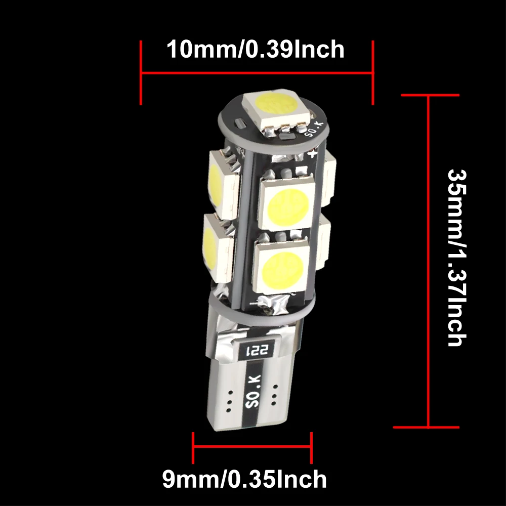 2 шт. W5W T10 168 светодиодный светильник CANbus 5050 9 SMD белый интерьер автомобиля купол