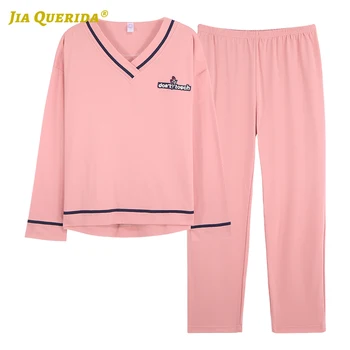 

Letter Printing New Long Sleeve Long Pants Sleepwear Fashion Style Casual Style Pajamas Set Spring Autumn Ladies Woman Clothes