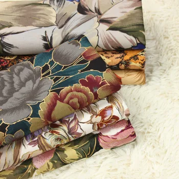 

100% Cotton Bronzing Fabric Vintage Style DIY Fabric for Cushion Cover/Table Cloth Floral Prints Handbag/Dress Fabric by Meter