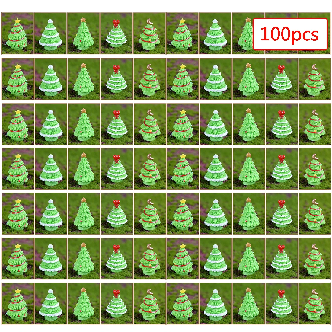 

100Pcs 2.8cm Small Size Sand Table Micro Landscape Christmas Tree Model - Light Green (Random Type)
