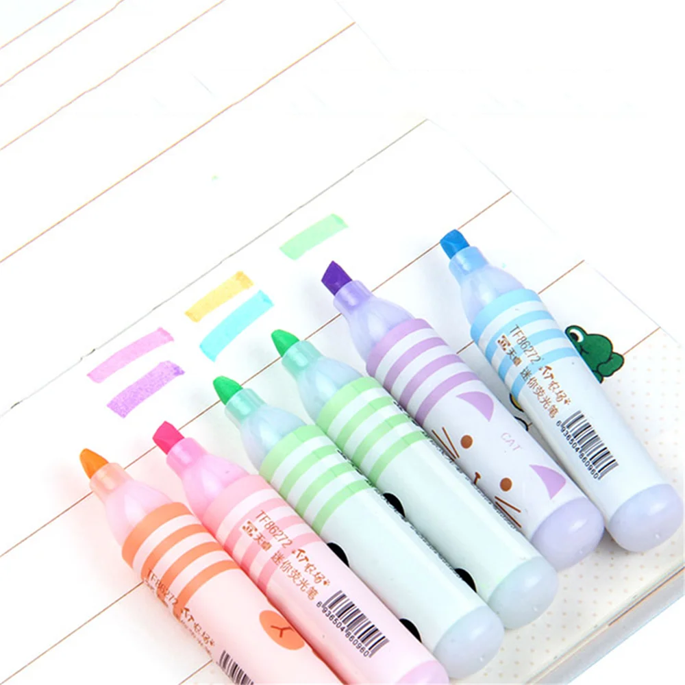 

6pcs Mini Highlighters Lovely Paint Marker Pens Drawing Liquid Chalk Marker Pens Kawaii Stationery Art School Office Supplies