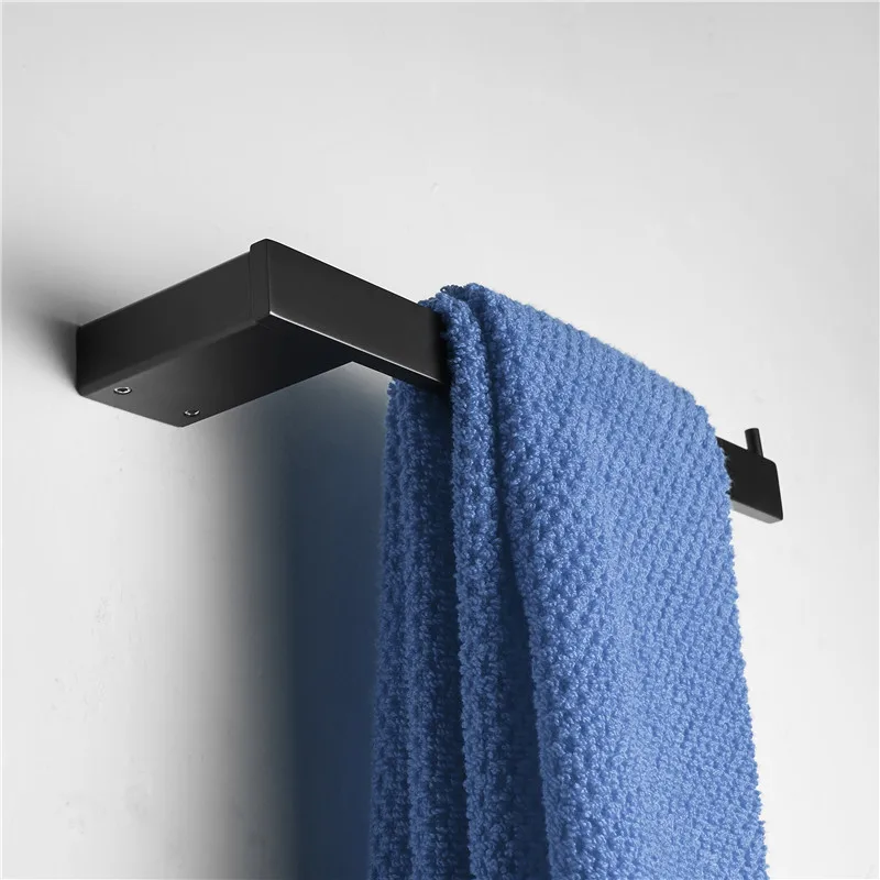 Матовое черное оборудование для ванной набор полотенец стойка угловая полка Держатель для полотенца бар из нержавеющей стали набор оборудования для ванной комнаты - Цвет: Towel ring