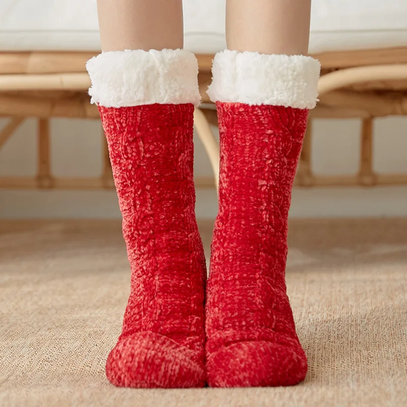 MN christmas socks Women Winter Cotton Socks Solid Thicker Anti-slip Floor Socks Carpet Socks calcetines mujer новогодние носки 2