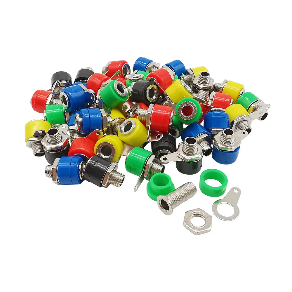 25PCS/lot 5 Color 4mm Banana Binding Post 4mm Banana Socket Plug Adapter DIY Red Black Green Yellow Blue afbeelding