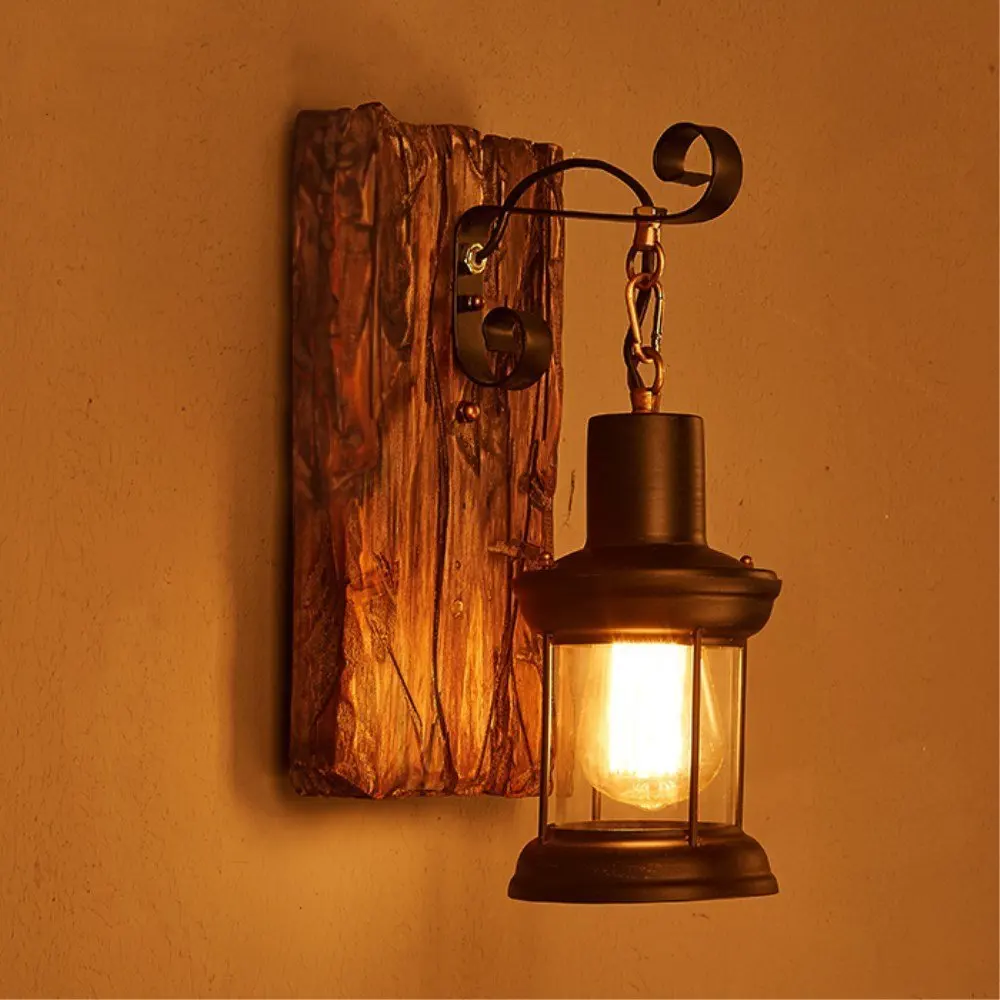 

Industrial Wood Wall Light Vintage Sconce Light Creative Wall Lamp for Home Restaurant Bar Loft Corridor Decoration