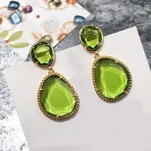 Великолепные ретро цветные стильные Кристальные серьги с золотой оправой, женские серьги-подвески