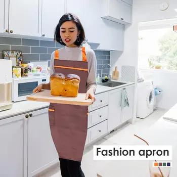 

Waterproof Women Kitchen Aprons with Pocket Restaurant Home Kitchen Cleaning Cooking Cotton Apron Bib Dining Room Barbecue