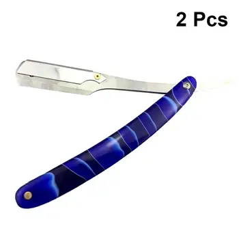 

2pcs Metal Shaving Barber Tools Hair Razor Without Blades Silver Folding Shaving Knife Stainless Steel Straight Razor Holder