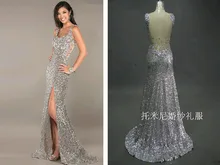 

Crystal Sexy silver sequined Prom gown 2018 new Floor Length a-line party Evening Custom summer mother of the bride dresses