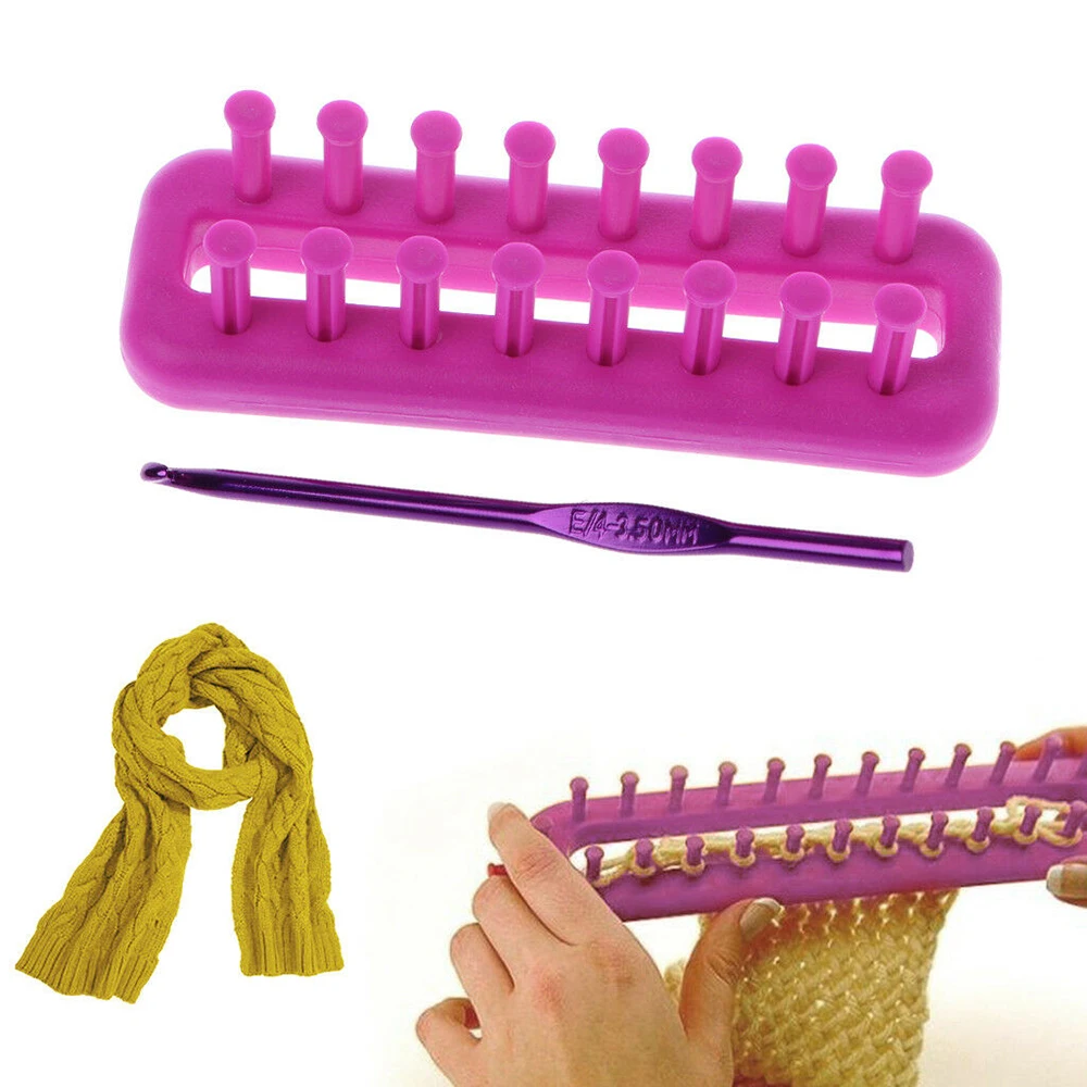 

Rectangle Scarf Knitting Loom Kit Set Sewing Needle Scarves DIY Craft Hand Made Tool Scarf and Socks Weaving Tool