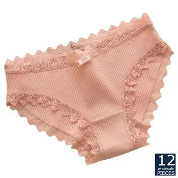 

12 pcs/lot Wholesale Panties Women Fashion Lingerie Pretty Briefs Cotton Cute Women Underwear CMSQ