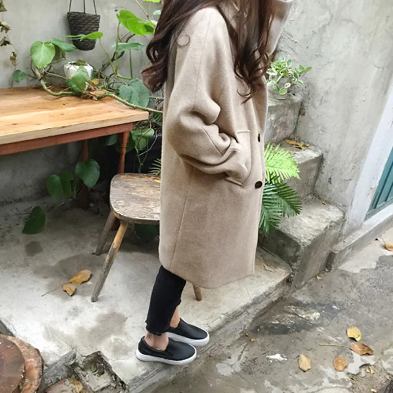 amazing  New Thin Wool Blend Coat Women Long Sleeve Turn-down Collar Outwear Jacket Casual Autumn Winter Ele