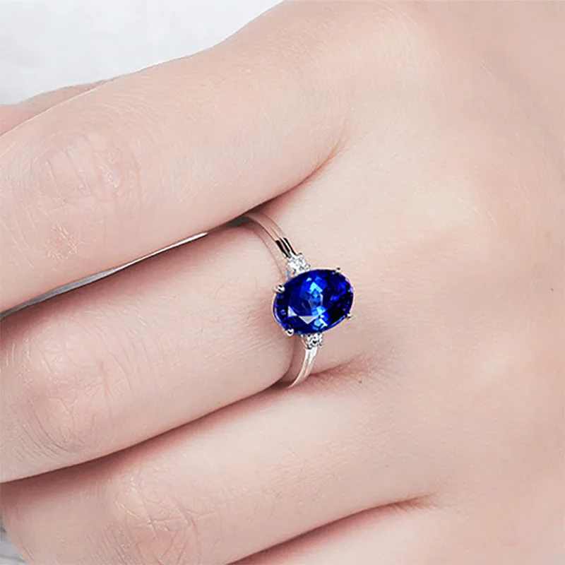 Bague Ringen серебряное кольцо 925 пробы с овальным синим сапфировым камнем для женщин, обручальное кольцо, серебряные женские вечерние ювелирные изделия с драгоценными камнями