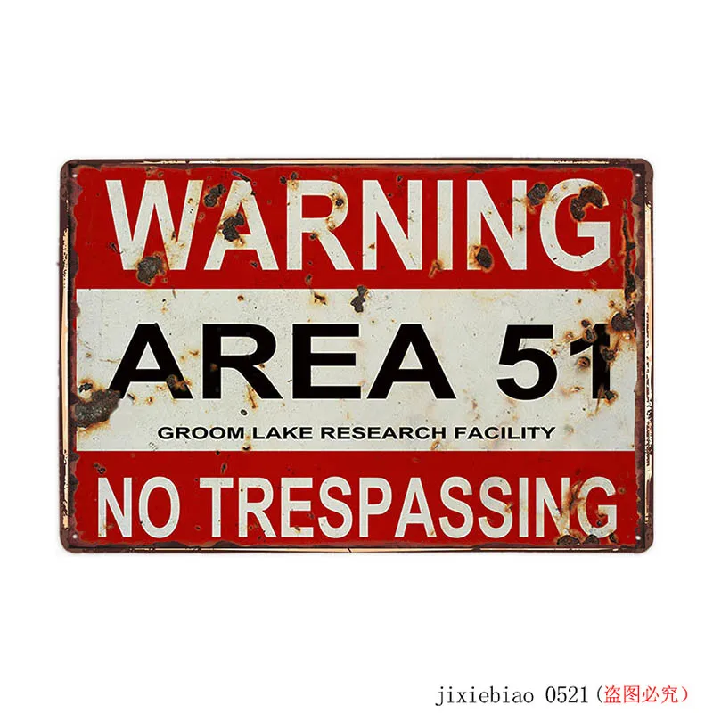 Предупреждение Area 51-металлическая жестяная вывеска НЛО Винтаж стенные бляшки Искусство Плакат Украшение картина домашний декор 20x30 см
