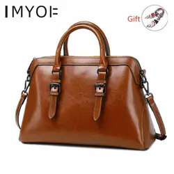 IMYOK женская сумка 2019 натуральная кожа сумка через плечо роскошные сумки женские дизайнерские сумки через плечо для девочек Bolso Mujer