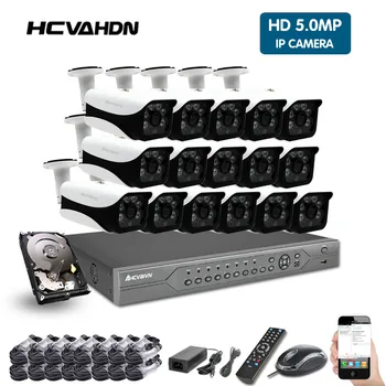 

HCVAHDN 16CH 5MP POE NVR 5MPCamera kit Outdoor 5MP PoE IP Camera Audio Record Onvif FTP CCTV System Video Surveillance Kit