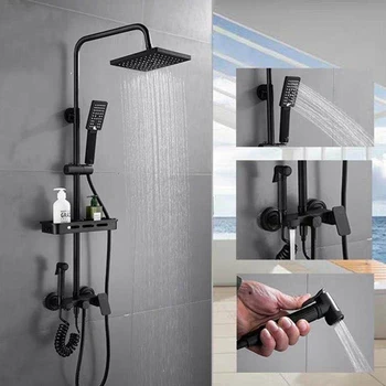 

Shower Faucets Top Quality Contemporary Bathroom Shower Faucet Bath Taps Rainfall Shower Head Set Mixer Torneira