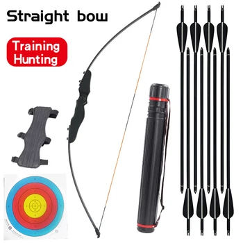 

30-40lbs Archery Recurve Bow Wooden Traditional Straight Bow Outdoor Shooting Hunting Accessories Sports Practice Bow And Arrow