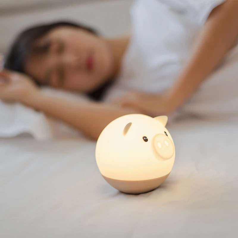 

E3 Trick-and-treat Pig Night Light Touch Switch Pat LED Creative Kids Birthday Gift Decompression Toy Rechargeable Dimmable