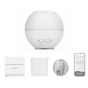 

400ml Semi-circular Remote Ultrasonic Air Humidifier Aroma Essential Oil Diffuser with Wood Grain 7 Color Changing LED Lights