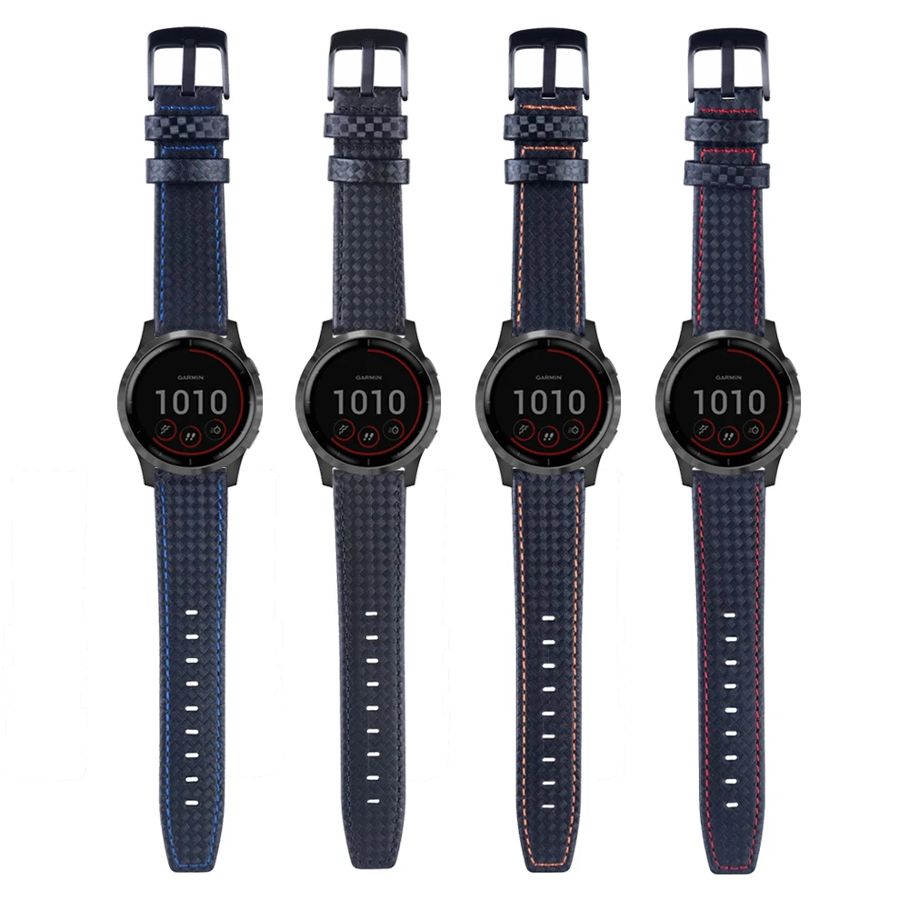 Текстурированный кожаный полосатый ремешок из углеродного волокна для Garmin Vivoactive