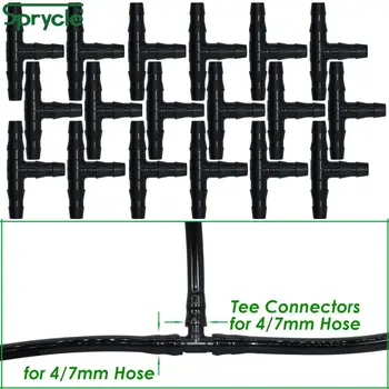 

SPRYCLE 20-100PCS 1/4 Inch Connector Joint Tee Drip Irrigation Dripper Watering Garden Tools for 4mm/7mm Pipe Hose Greenhouse