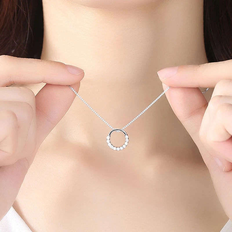 Silver Zircon Pendants Necklaces