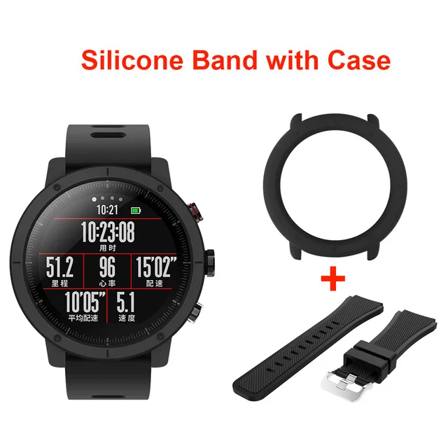 add black case strap Huami Amazfit Stratos 2 Смарт часы мужские 5ATM водонепроницаемые с gps часы PPG пульсометр - Цвет: add black case strap