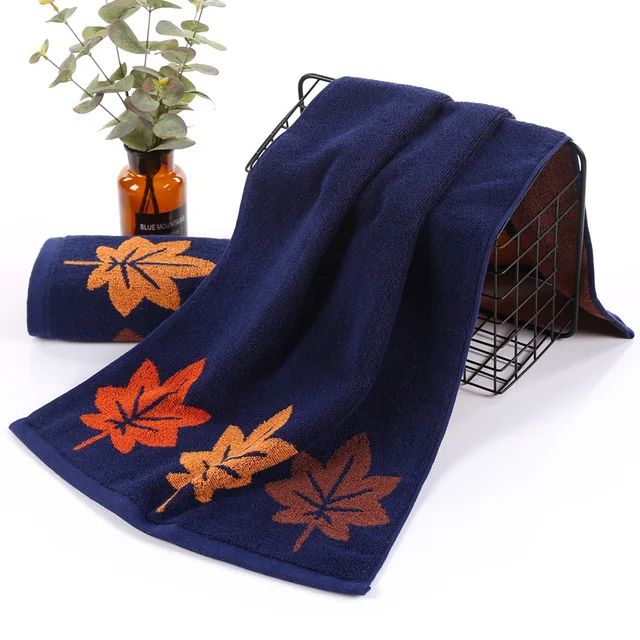 Új Egyszerű, Szilárd Színű Juharlevél Minta Jacquard Pamut Mosdókészlet Otthoni Ápolás Törülköző Fürdőszoba Fürdő Pár Esküvői Ajándék - Image 6