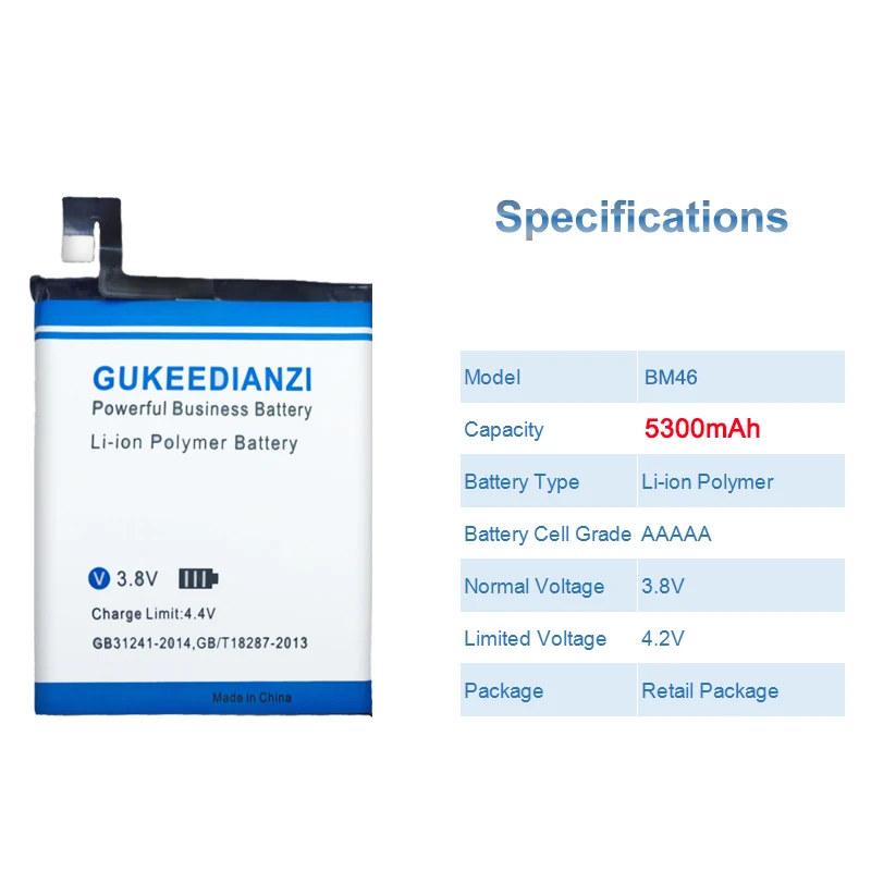 GUKEEDIANZI 5300 мАч BM46 для Redmi Note 3 Мобильный телефон батарея для Xiaomi Redmi Note 3 Note3 портативный внешний аккумулятор power Bank