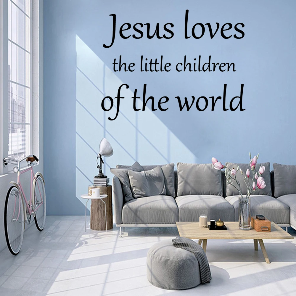 

Beauty Jesus loves the little children of the world Removable Pvc Wall Stickers For Kids Room Living Room Home Decor removable