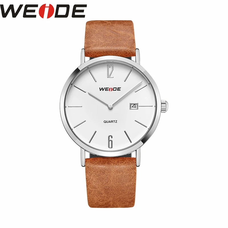WEIDE PU ремешок Мужские Аналоговые Кварцевые спортивные наручные часы платье Мода