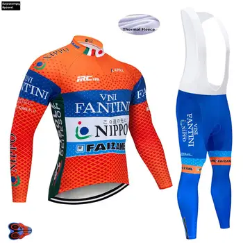 

TEAM Winter 2019 VINI Orange Thermal Fleece Cycling Jersey Bike Pants Set Mens 9D Pad Ropa Ciclismo Cycling Wear Maillot Culotte