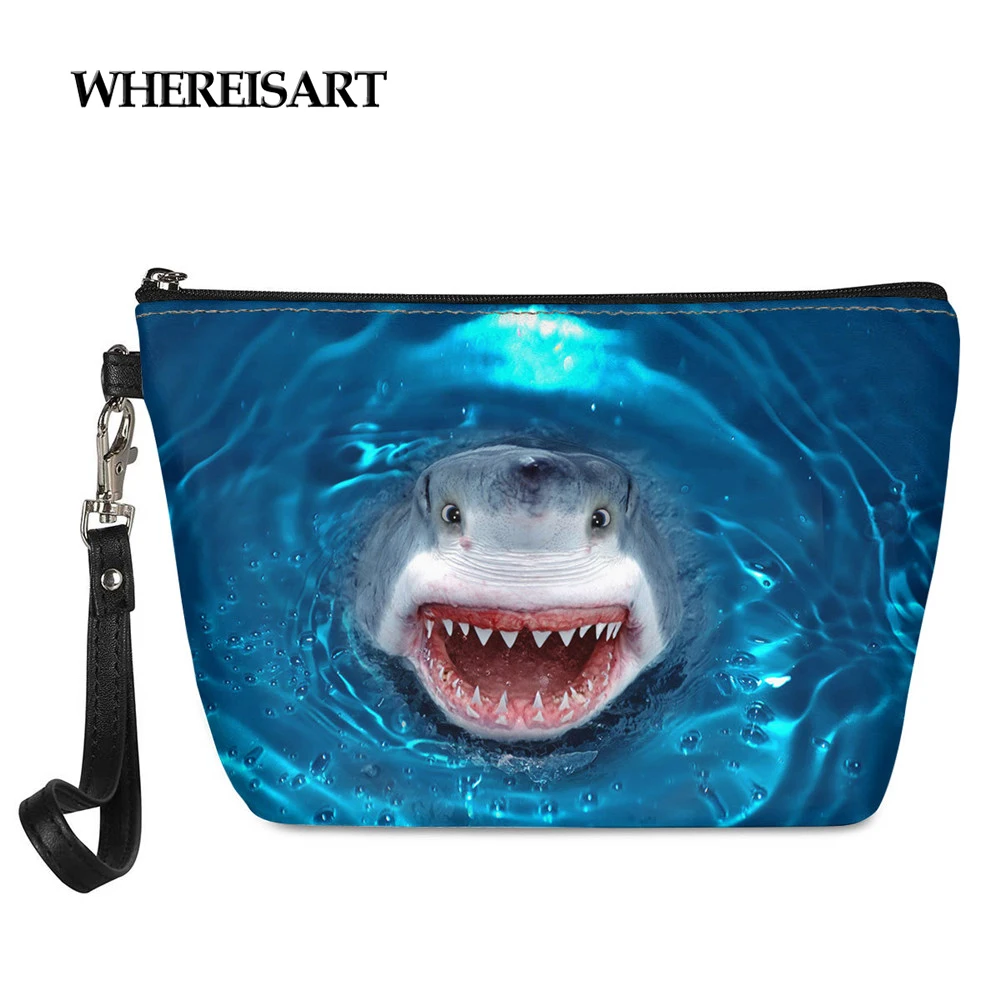

WHEREISART Small Ladies Travel Portable Cosmetic Bags Dolphin Printed Women's Beauty Make Up Box Female Toiletry Organizer Wrap