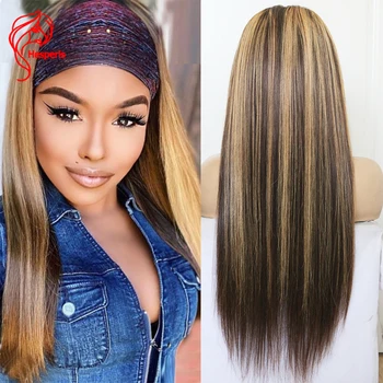

Hesperis Highlight Blonde HeadBand Wig Human Hair Wigs Brazilian Remy Hair Full Machine Wig Glueless Straight Head Band Wigs