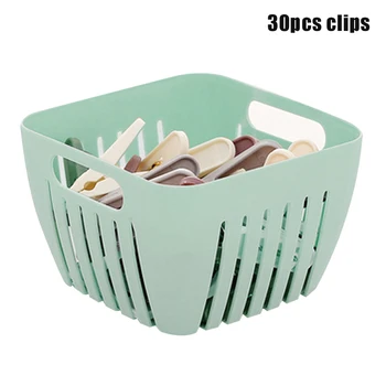 

30 Anti-wind Plastic Clips with Storage Basket for Laudry Clothes Clips Towel Clips J2Y
