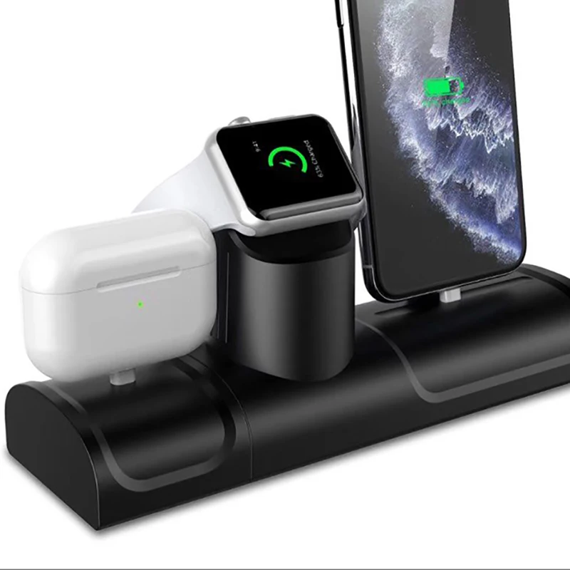  3 In 1 Charging Stand For Airpods Pro Silicone Charge Dock Station For Iphone 11 Iphone 11 Pro Char