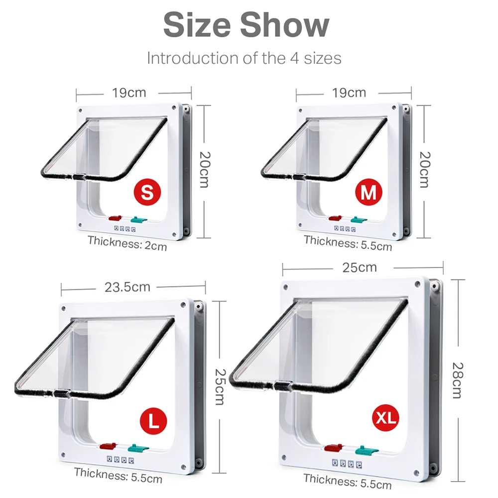 6447-0e8f1a.jpg Puerta inteligente para mascotas con cierre de seguridad de 4 posiciones, Incluye interruptor de control de dirección.