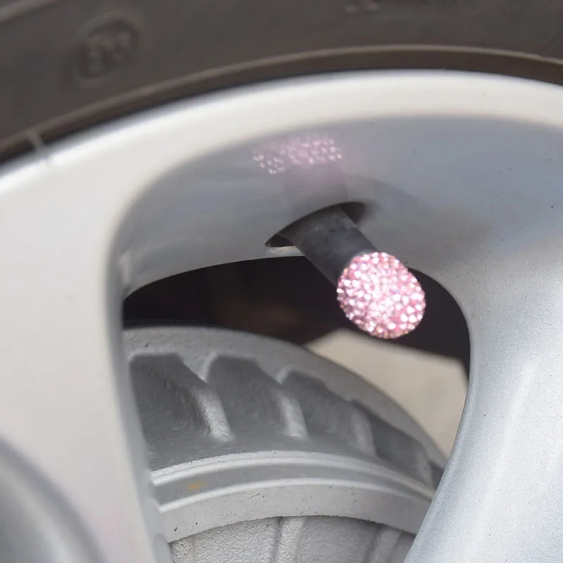 Универсальные 4 шт. хрустальные автомобильные пылезащитные колпачки для шин алмазные блестящие автомобильные аксессуары для женщин шикарные автомобильные подвески - Цвет: pink