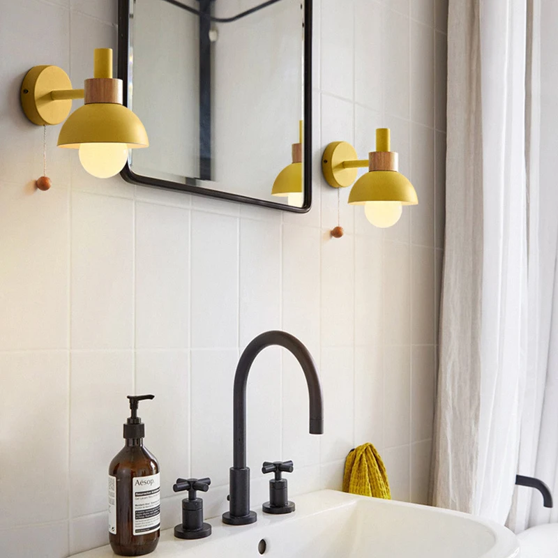 LED Wall Lamp Wall Sconces Light Bedside Nordic modern E27 wood sconce indoor lighting home decor bedroom living room kitchen