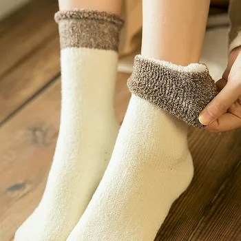 

Elastic Home Women Girls Soft Bed Floor Socks Fluffy Warm Winter Breathable Pure Various Colors Available Sock