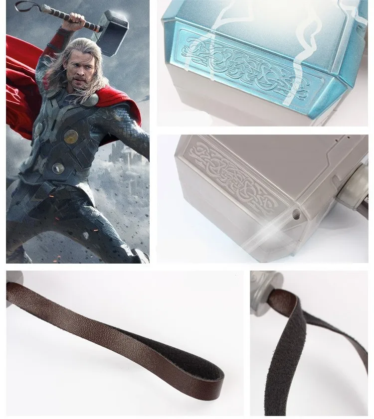 Child Cosplay The Avengers 2 Thor LED light luminous sounding Helmet Weapon hammer quake model toy Costume party gift