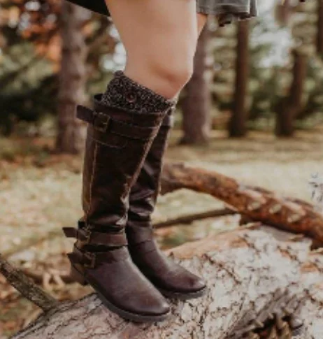 women knee high boots ladies chaussure gladiator booties winter autumn vintage low heels shoes woman zapatos mujer sapato H231