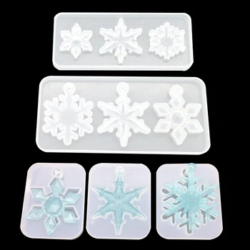 

Crystal Snowflake Silicone Mold DIY Craft Snowflake Ornament Making 3 types Clay Plaster Cement Mould Tool For Christmas Decor