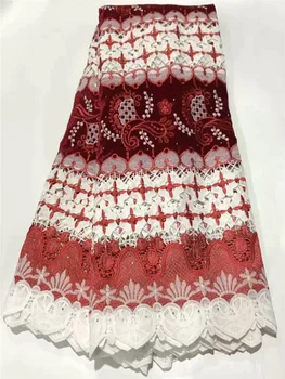

Red African cord Lace Fabric Hot Sell New Arrival African Cord Lace Guipure Lace Fabrics High Quality free shipping FTS31