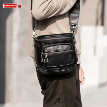 

Genuine Leather Casual Men's Small Shoulder Bag Men Leather Messenger Bag Lightweight Trendy Men Crossbody SLR Bag Camera Bags