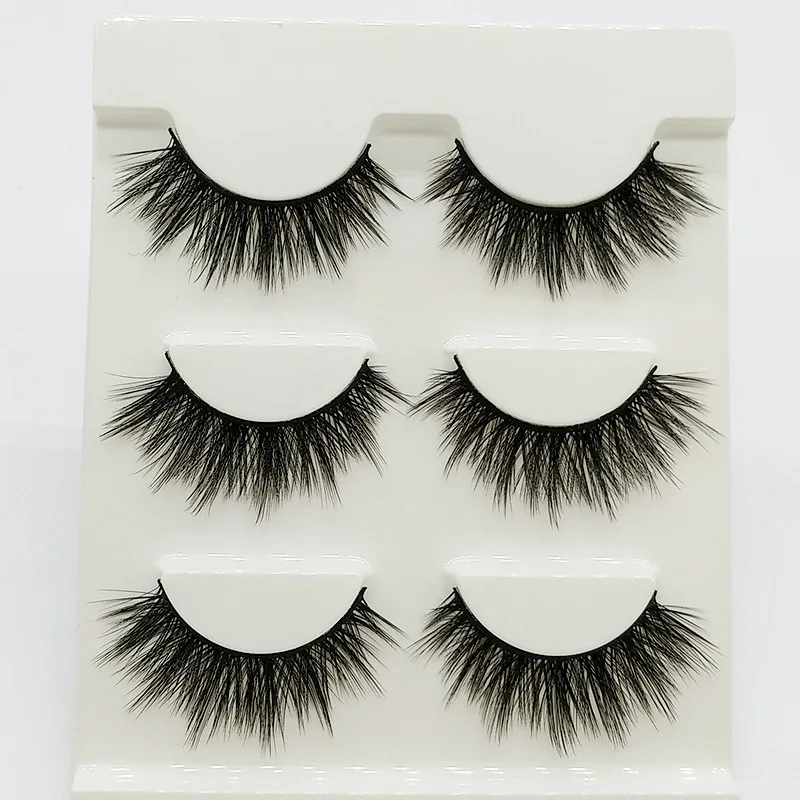 

NEW 3Pairs 100% Handmade Natural Long Full Strip Eye Lashes Eye Makeup Extension Styling Tools 3D Silk Fiber False Eyelashes