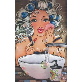 

Make Up Lady Diy Diamond Painting Full Drill Resin Ribbon Paintings 3D Cross Stitch Kits Pasted Embroidery Pattern Sticker Decor