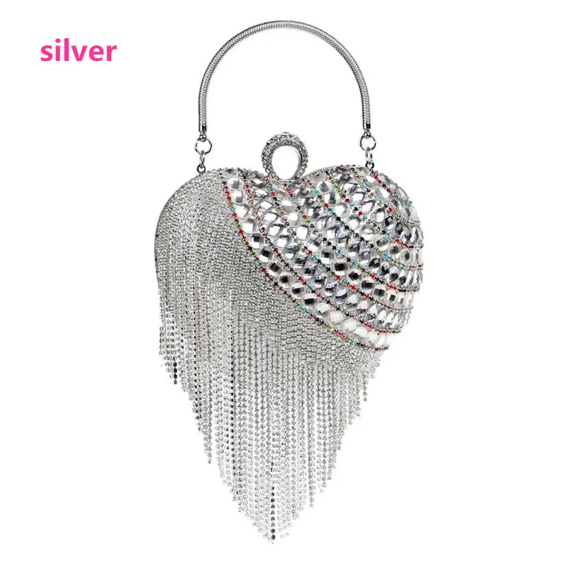 Модные женские дизайнерские сумки с сердечком, кольцо на палец, алмазная вечерняя сумочка, рождественский подарок, сумочка с кристаллами, кисточками, бисером, дневной клатч, кошелек