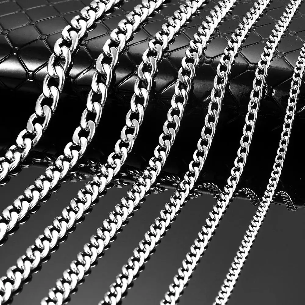 Never Fade Width 3/4/4.5/5.5/6/7/8mm Stainless Steel Chains High Wholesale Curb Link Choker Necklace 14 Lengths Per | Украшения и